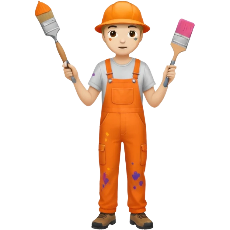 painter in orange overalls standing full body emoji