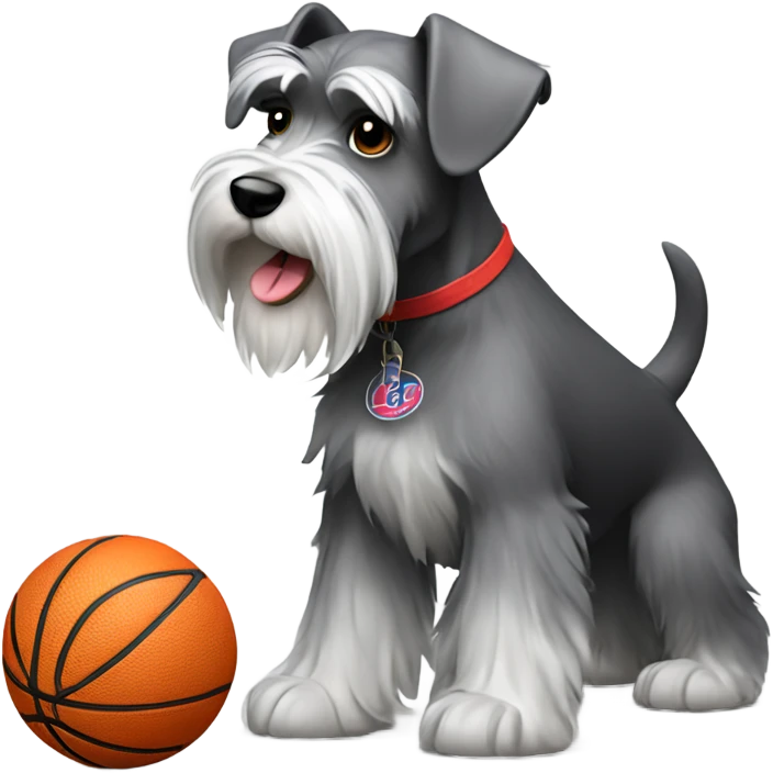 Schnauzer playing basketball  emoji