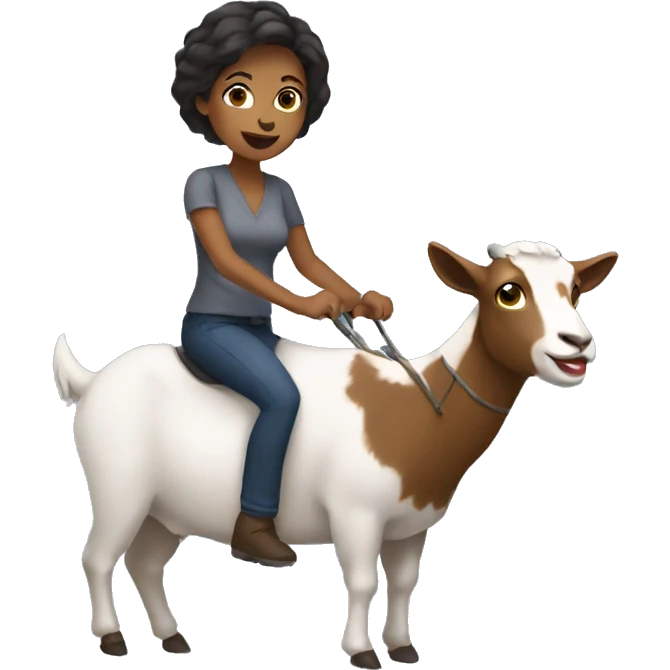 Woman with short hair riding a goat emoji