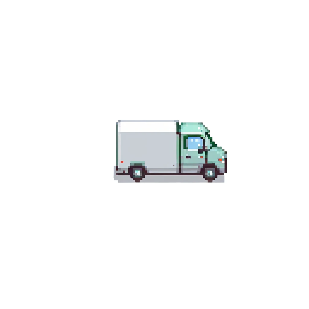 minimalistic delivery truck side view, simple clean lines emoji
