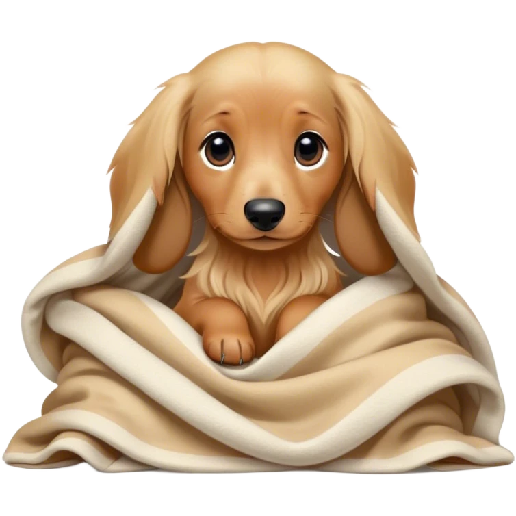 kawaii disney blonde long-haired daschund puppy cozy in a blanket emoji