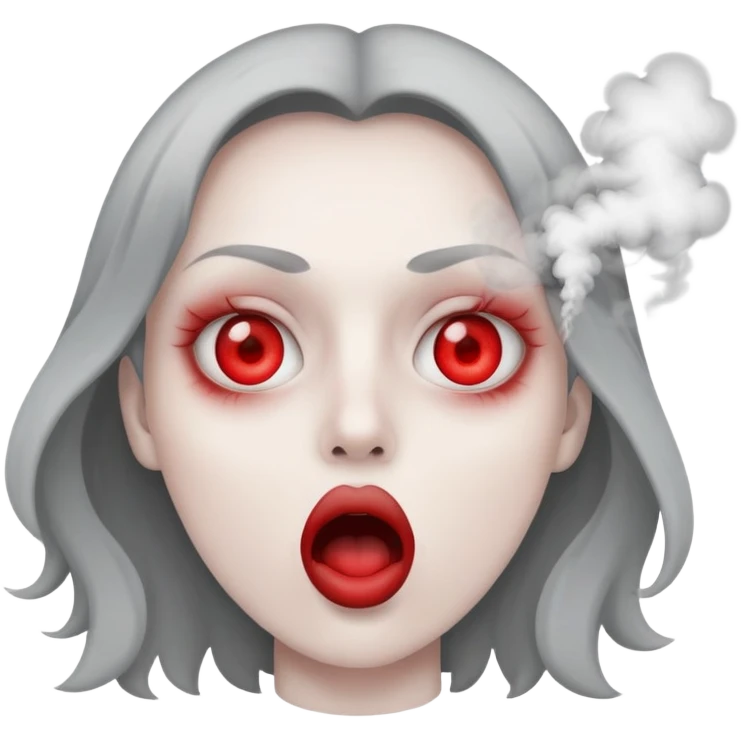 Red eyes and smoke coming out of their mouth emoji