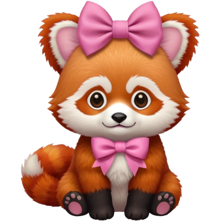 baby Red panda wearing a pink bow emoji