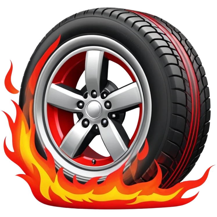 dodge car with neon border and fire in tyre emoji