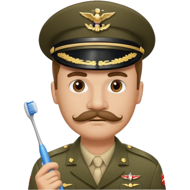 Hitler emoji in military dress and toothbrush mustache  emoji