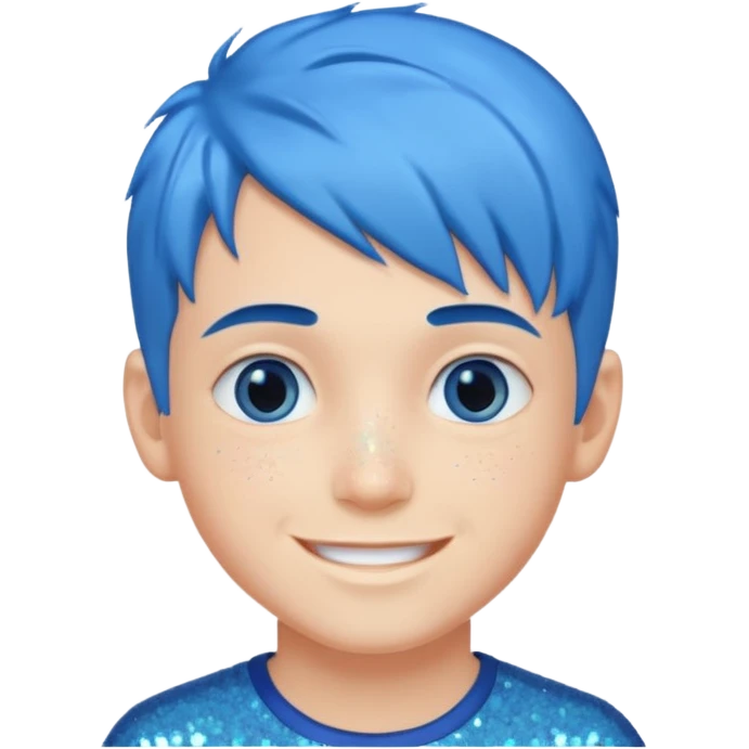 glitter blue gamer Boy happy blue hair emoji