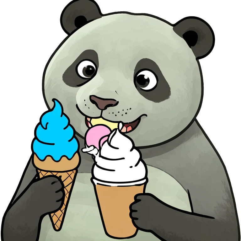 Panda eating ice cream emoji