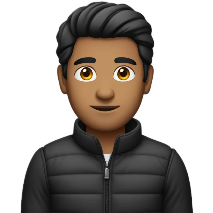 Indian man wearing a black puffer with sleeves rolled up to his mid forearm with black hair and slightly receded hairline emoji