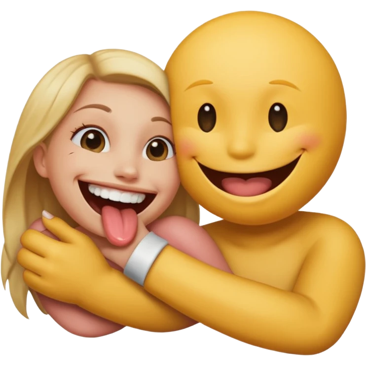 smiley face biting another person’s arm  emoji