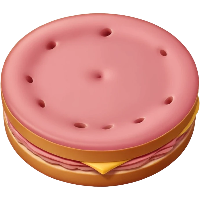 plain round pink bologna slice, isolated, no background, emoji style emoji