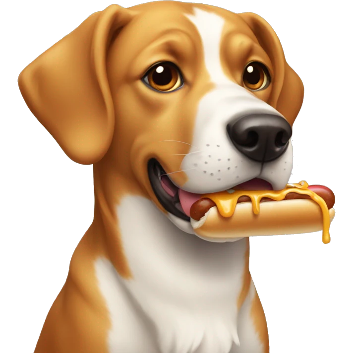Dog eating hot-dog emoji
