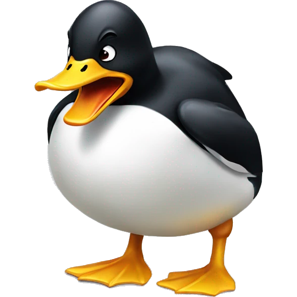 Duck angry at penguin  emoji