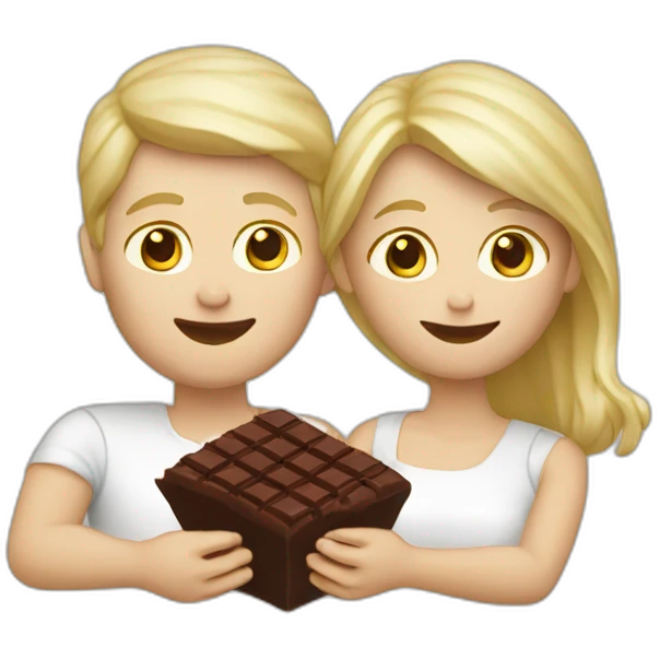 blond white couple eating chocolat emoji