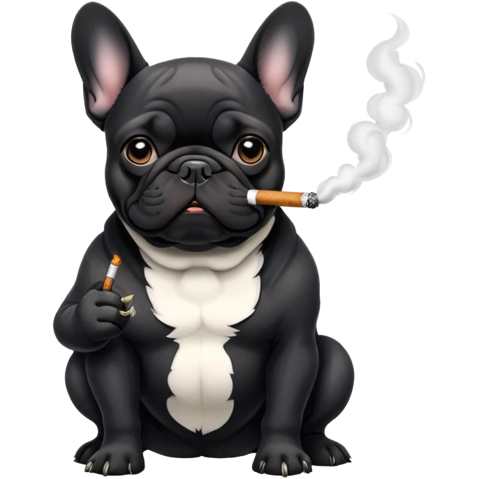 Black French bulldog smoking  emoji