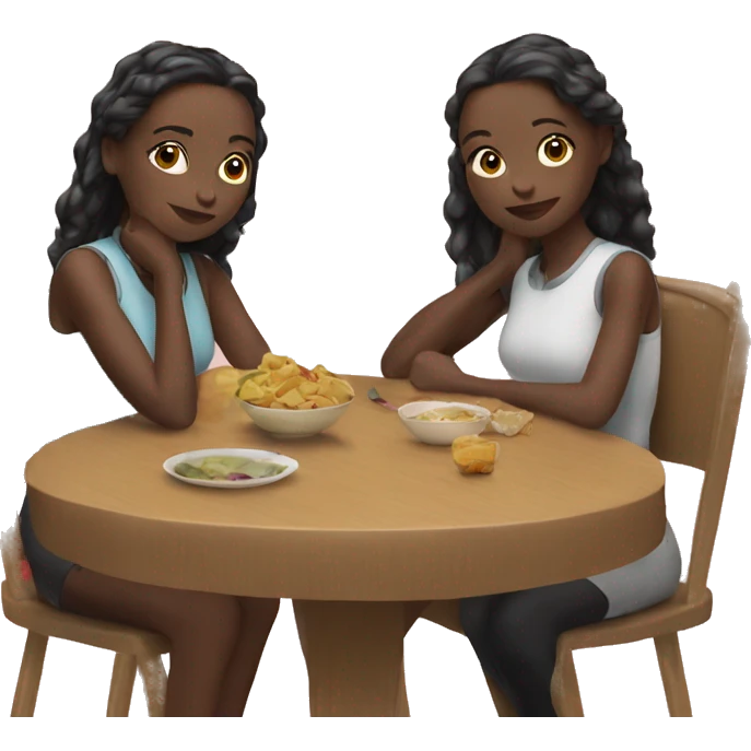 3 girls at a table emoji