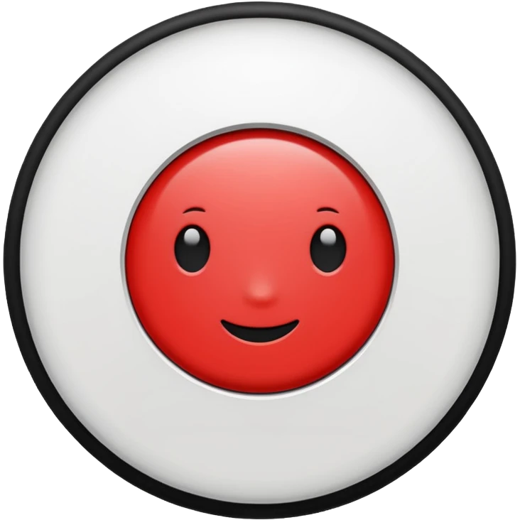 Red circle with a white circle inside and inside the white circle is a black circle emoji