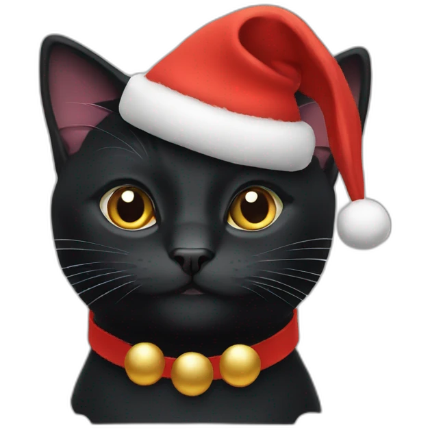 Black cat with chistmas hat emoji