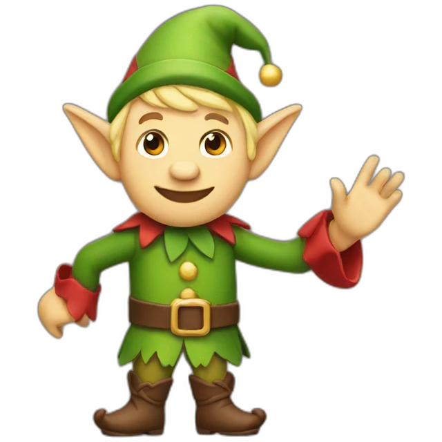 elf waving right hand emoji