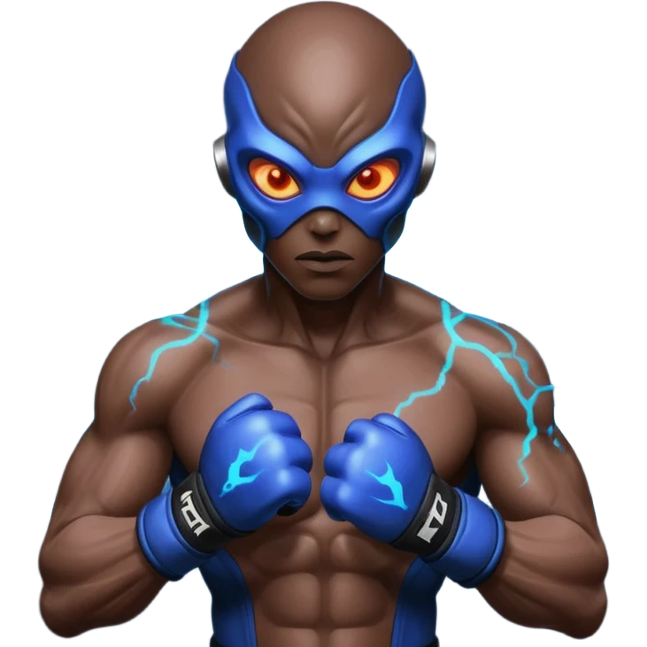energy alien MMA fighter portrait, head and shoulders only, glowing veins, crackling aura, futuristic fight gloves, intense glowing eyes, 3D cartoon, mobile game icon style, clean background, no text, no watermark
 emoji