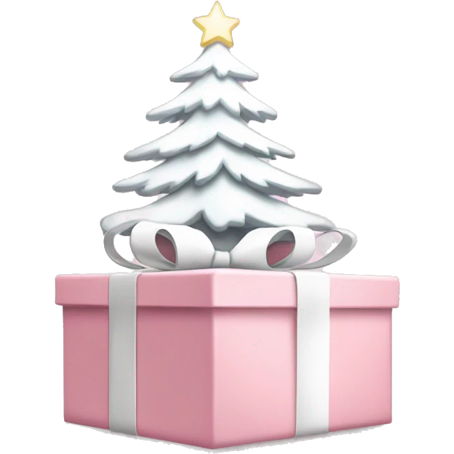 Light pink Christmas gifts under a white Christmas tree  emoji