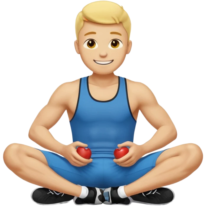 Man doing working out, doing sit-ups in athletic clothes, apple style emoji, yellow skin emoji