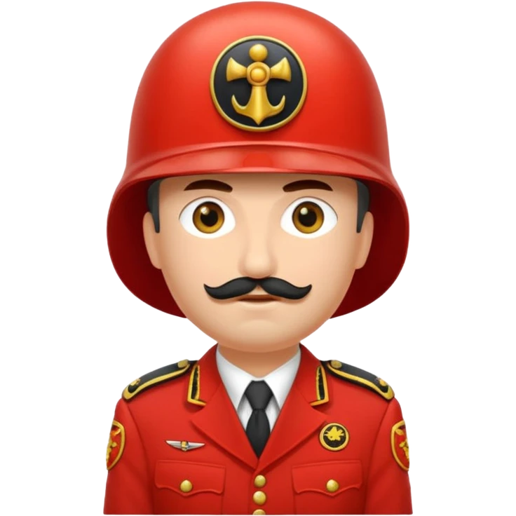 Eine Tomate mit Gesicht, armen, Beinen als Panzerkommandant emoji