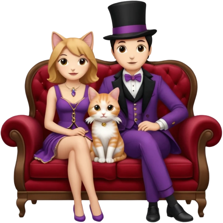 magician couple and their pet cat emoji
