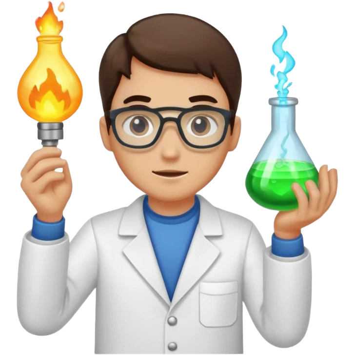 forest chemist holding unstable glowing mix emoji