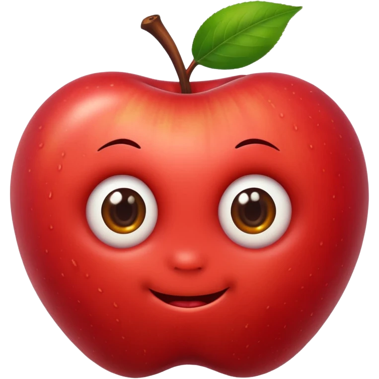 Worm peeking from apple emoji