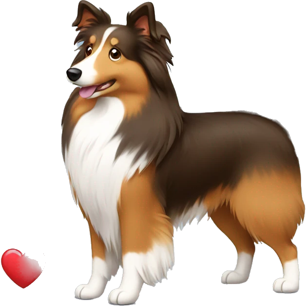 cartoon sheltie with heart emoji