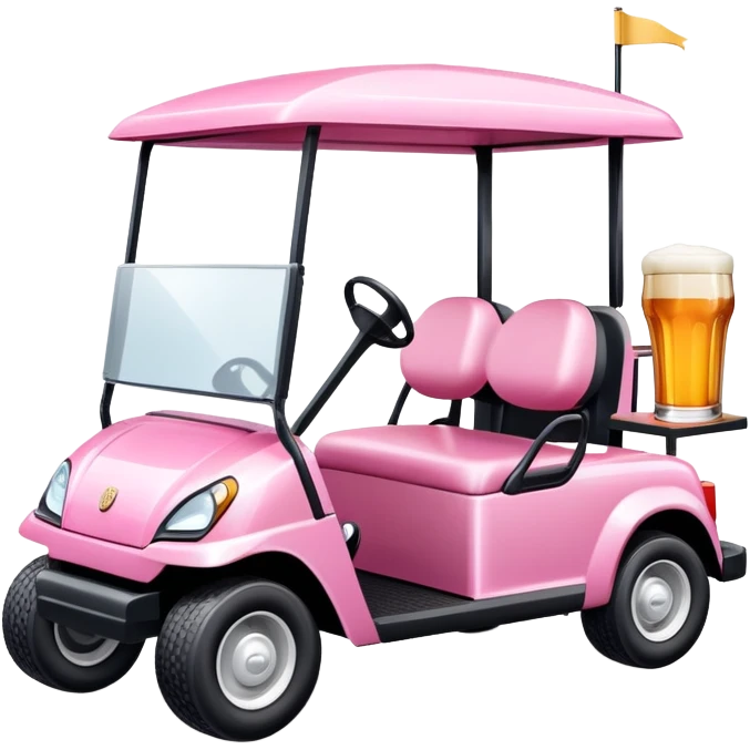 pink golf cart with beers emoji