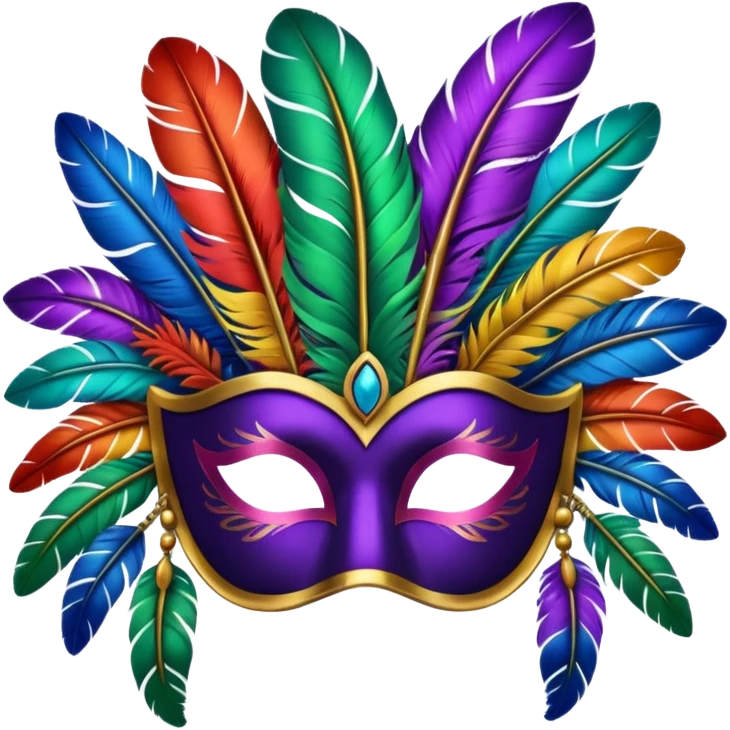 Feather Mask – Mask decorated with colorful feathers. emoji