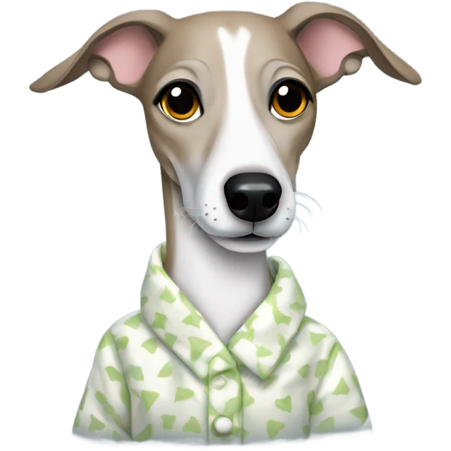 Whippet wearing pyjamas emoji