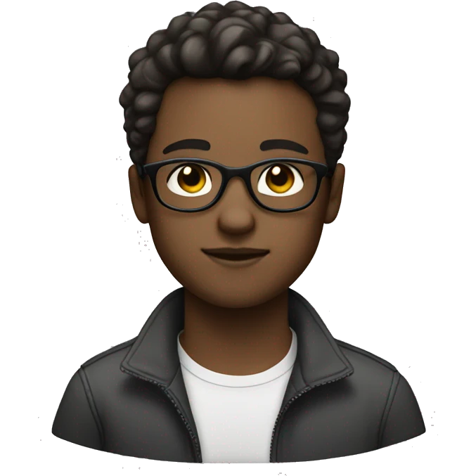 white boy with dark brown hair with gray glasses emoji