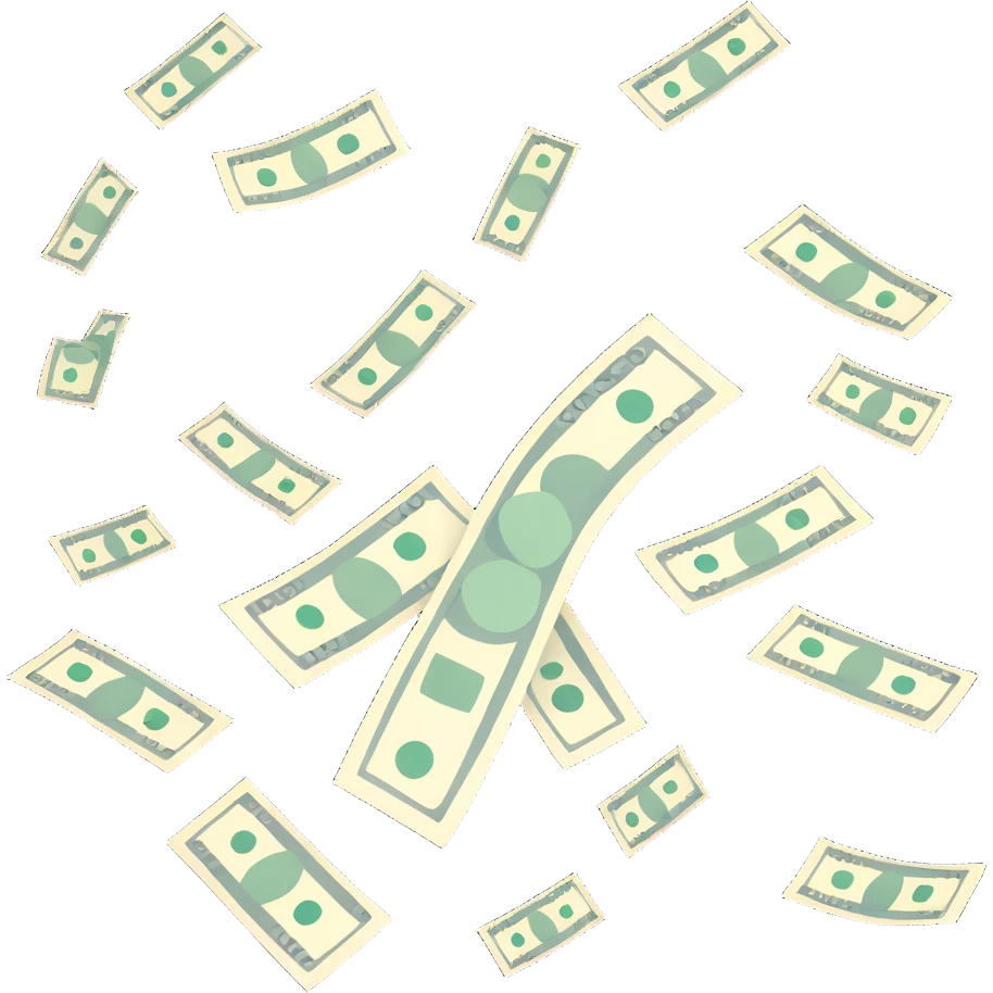 dollar bills raining from cloudy sky emoji