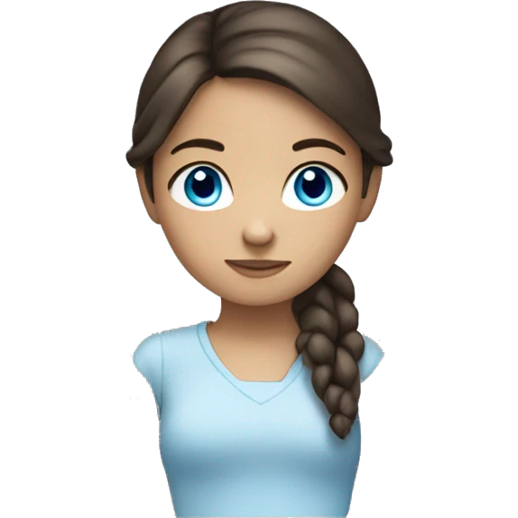 Brunnette girl with blue eyes looking forward  emoji