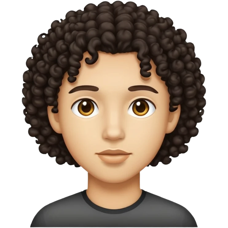 light skin with dark curly hair emoji