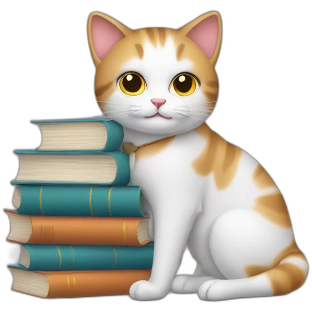 Cat with books   emoji