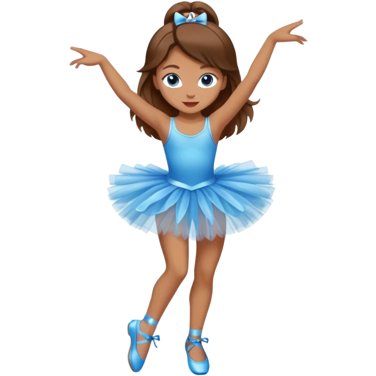 Girl dancing in a tutu with point shoes with tan skin long brown hair and blue eyes  emoji