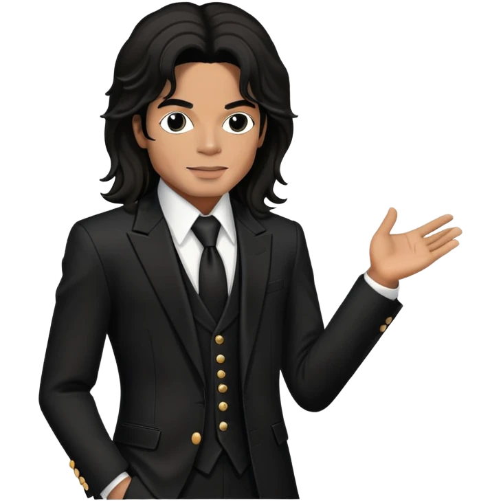 Michael Jackson with longer hair wearing black suit emoji