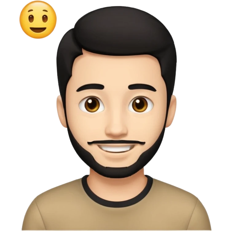 ein junge 20 jahre bisschen bart nur unten wenig und schwarze haare braune augen ein emoji boy  emoji