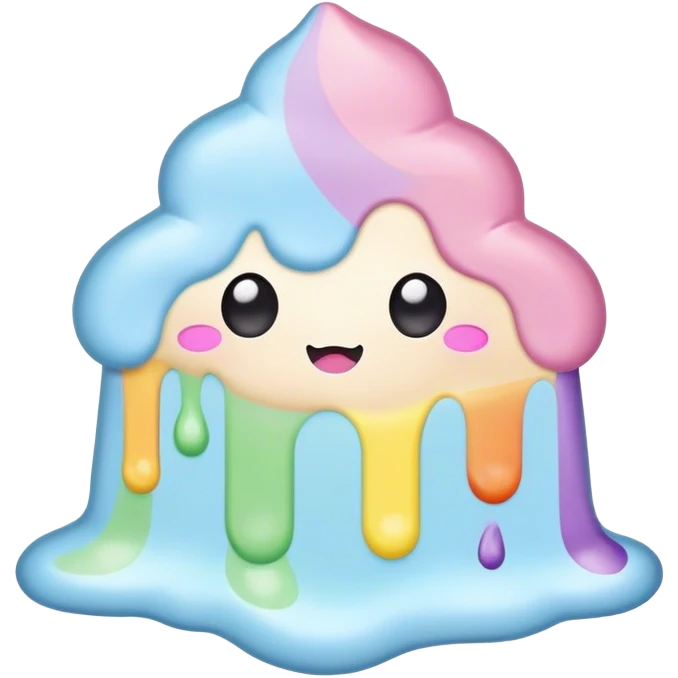 melted pastel rainbow kawaii frosting emoji