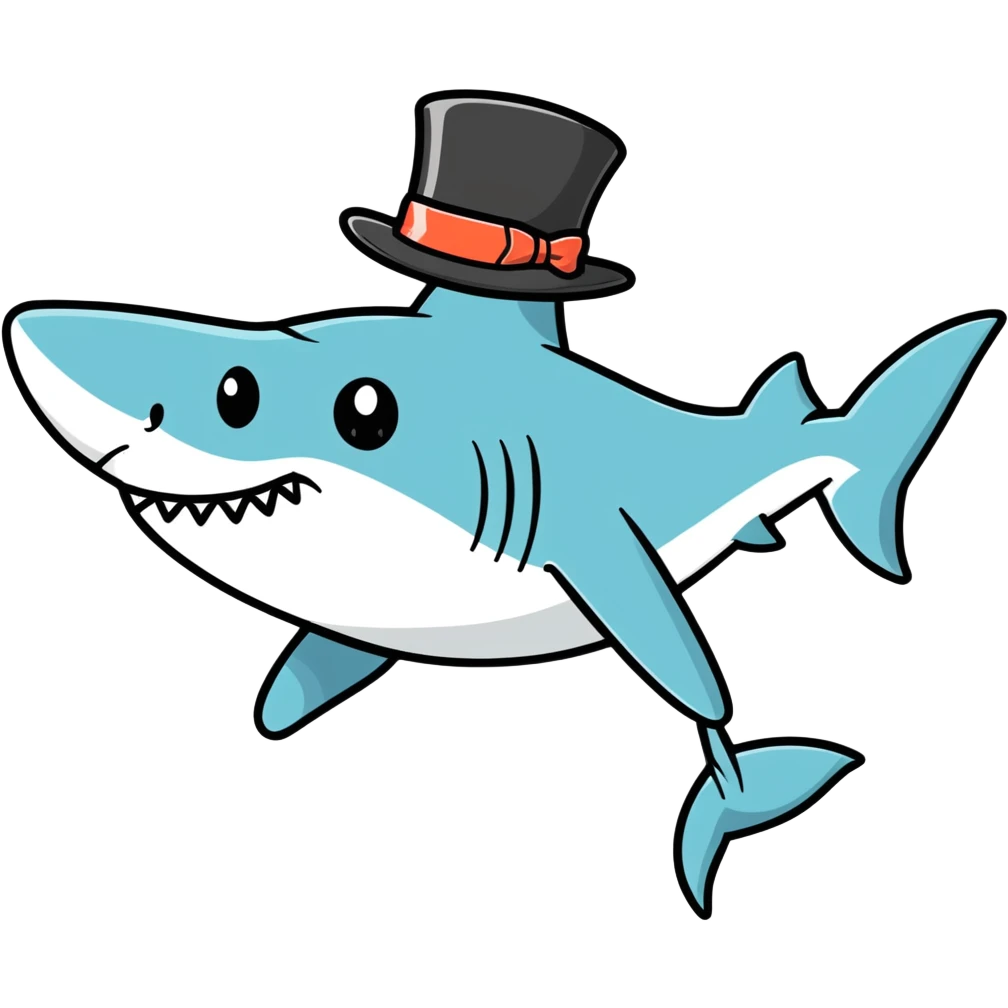 Shark with a top hat emoji