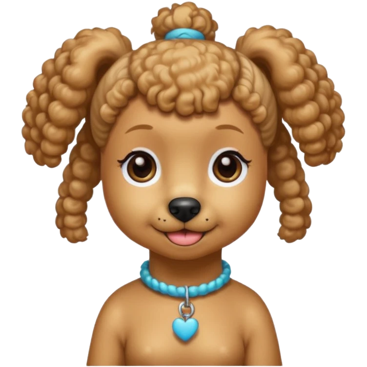 Mini poodle with Asia ponytail hair girl say goodbye emoji