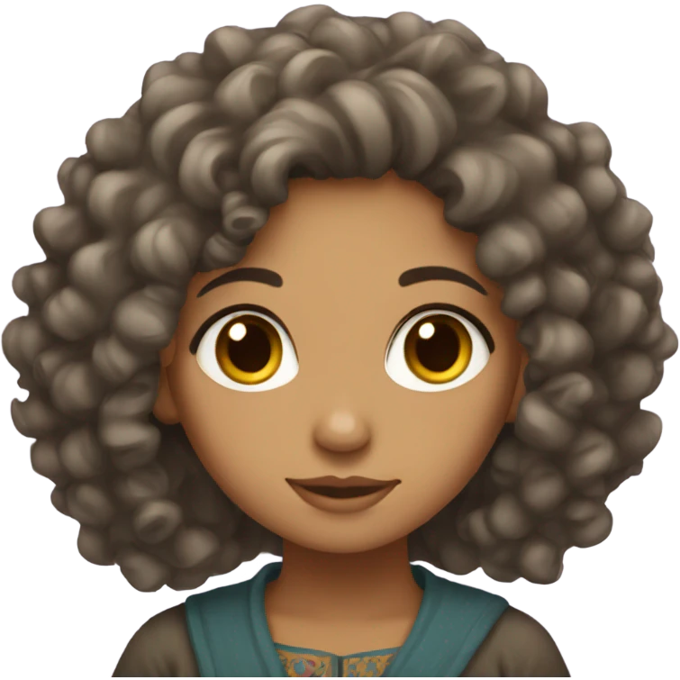 Afghan girl with curly hair emoji