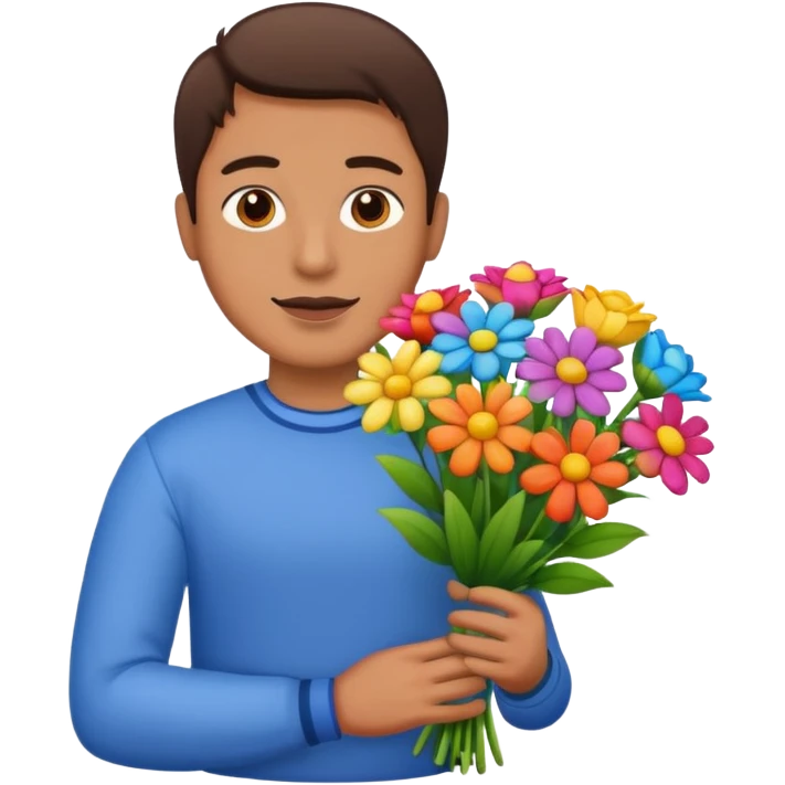 man flower-holding person bouqet emoji