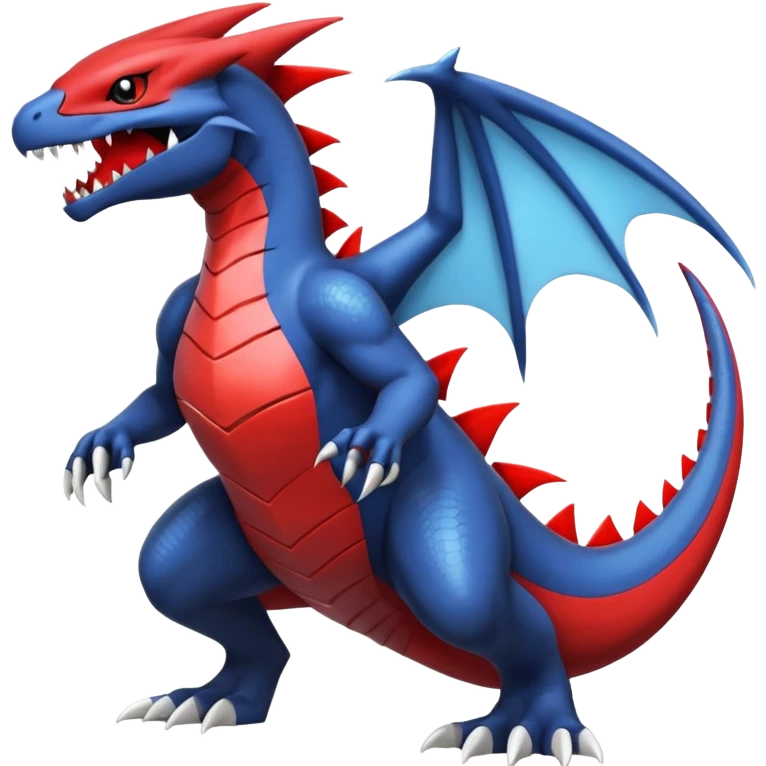 Handsome cool badass edgy evil Charmeleon-Latias-Garchomp-Giratina-Pokémon-Fakémon-fusion-hybrid-creature, full body emoji