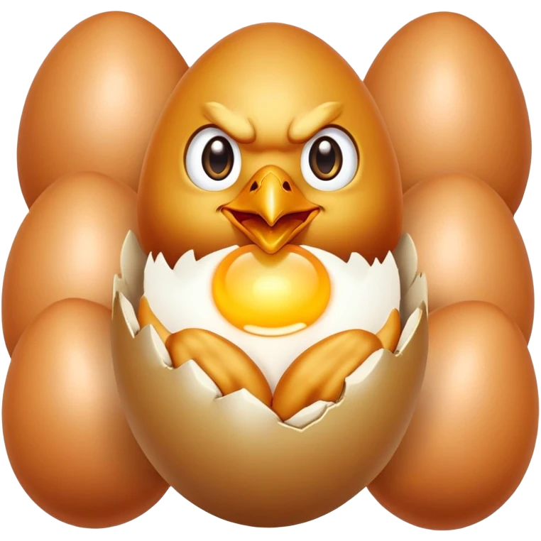 Chicken with fiery eyes + golden egg in claws
— The chicken looks like it just escaped from a casino in hell. There's excitement in her eyes, an egg in her claws, and "x5?" or "??x" on it. It's a mix of aggression and the promise of wealth. Pure dopamine. emoji