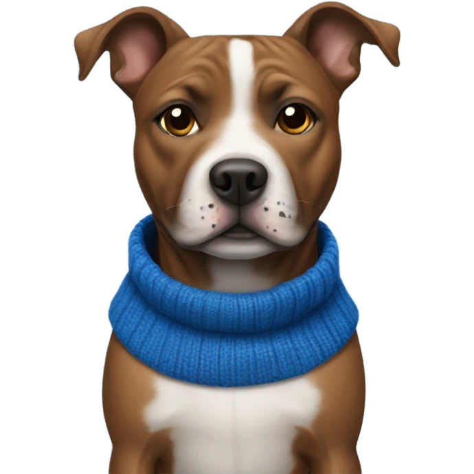 A dog staffie with a blue sweater  emoji