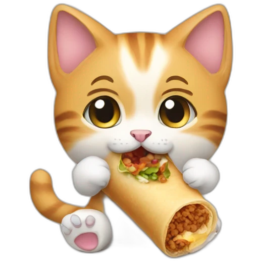 kitten eating shawarma roll emoji